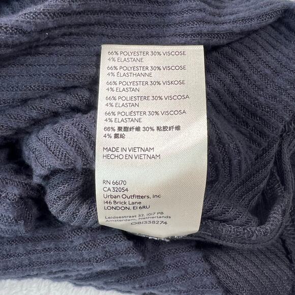 Free People Navy Off-Shoulder Long Sleeve Sweater Top Size Medium - Picture 7 of 9